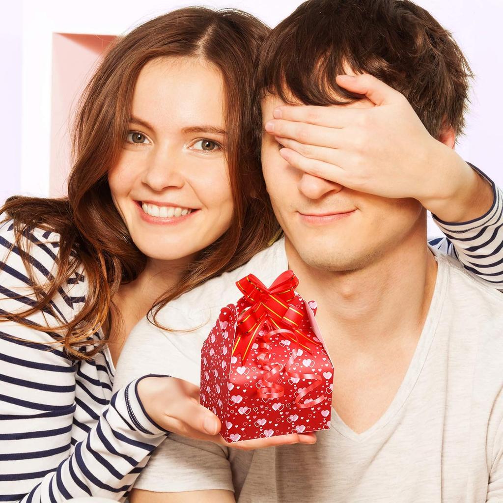 Chuangdi 36 Pcs Bulk Mini Valentines Day Treat Boxes Heart Gift Boxes Sweet Cardboard Paper Box Printed Candy Boxes for Goody Cookie Holder with 40