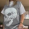 Knitted sweater women's autumn European and American Express new fashion V-neck pullover skull woolen vest outer wear