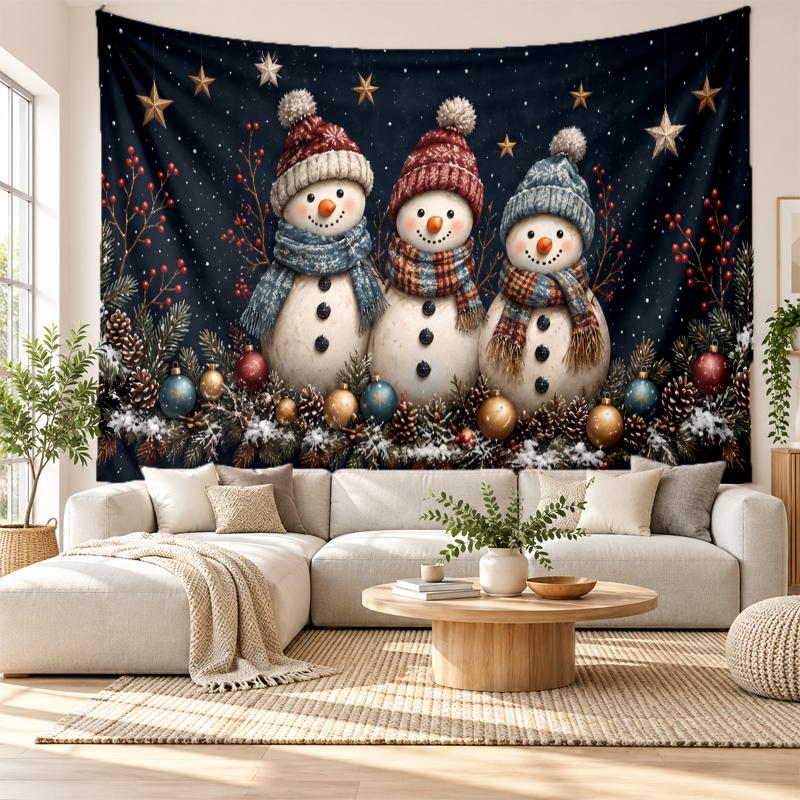 Weihnachtlich bedruckter Wandteppich für Schlafzimmer Wohnzimmer Wanddekoration Feiertagsgeschenk