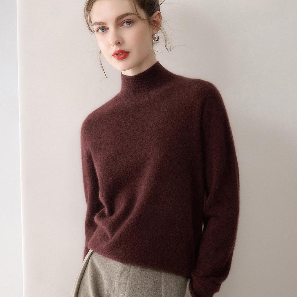 Women's 100% Pure Cashmere Solid Color Sweater - Versatile, Warm Knit Base Layer