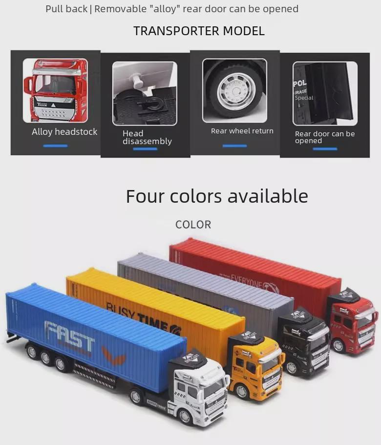 Grenzüberschreitendes Legierungs-Großes Baustellenfahrzeug Transport-LKW Sattelzugmaschine Modell Spielzeug für Jungen mit englischer Verpackung