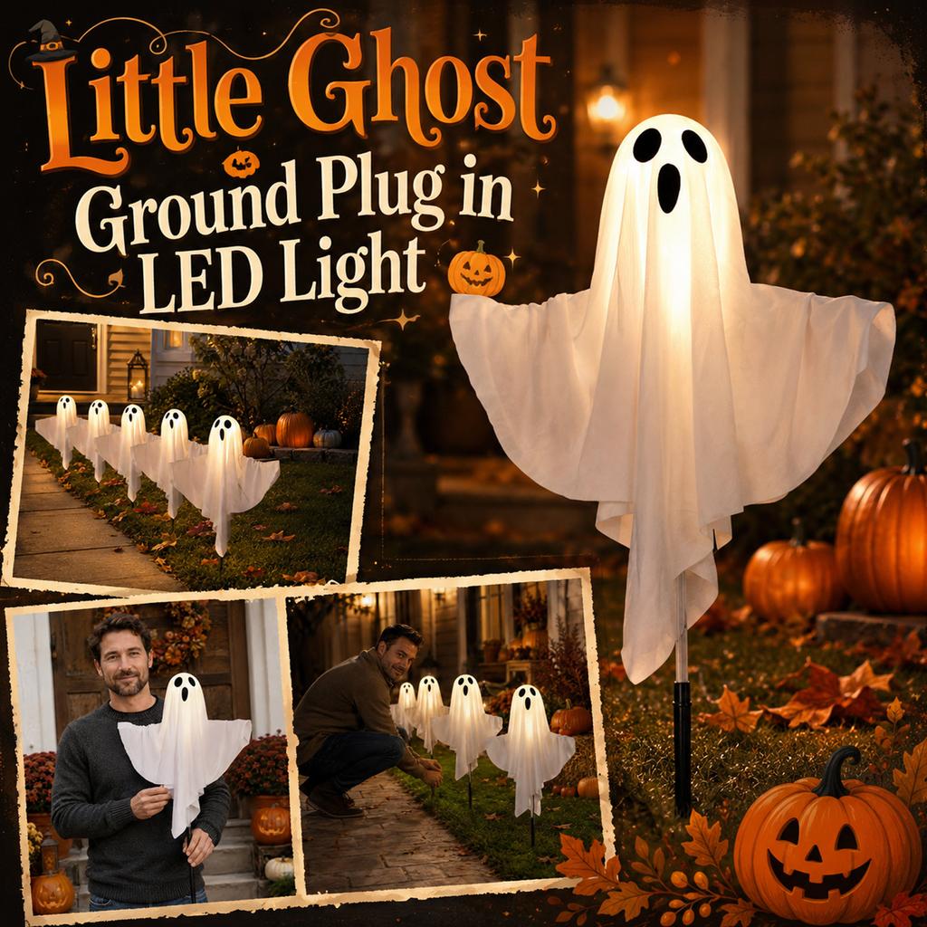 Outdoor LED Ghost Stake Lights Halloween Yard Decorations Set of 5 Ghost Figures with Ground Stakes for Garden Pathway and Lawn Lighting