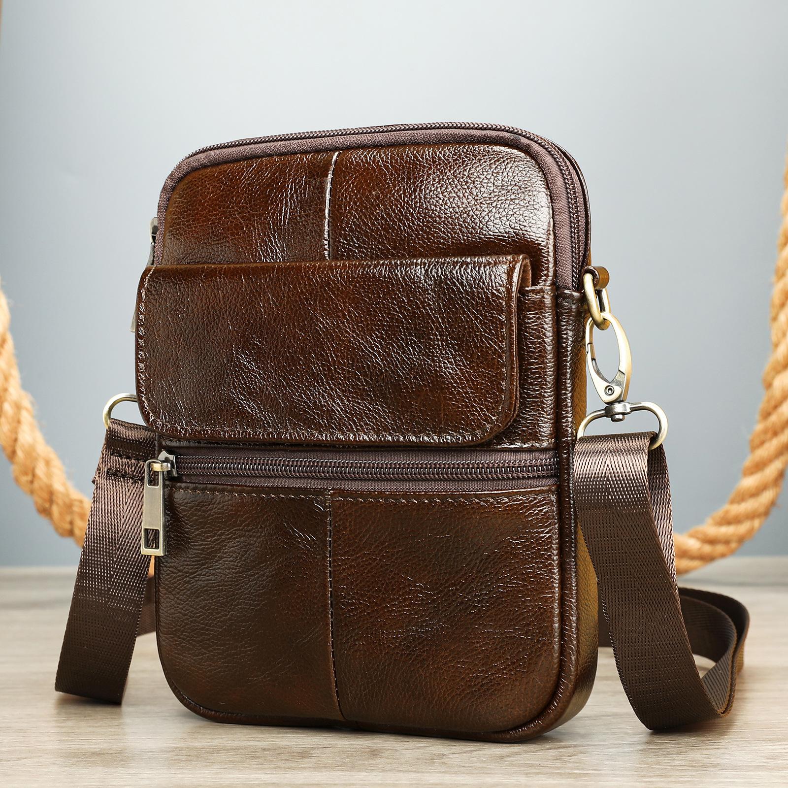 

Модная маленькая наплечная сумка из натуральной кожи, портативная уличная сумка на одно плечо, высококачественная сумка кроссбоди из коровьей кожи One Size красный/кофейный