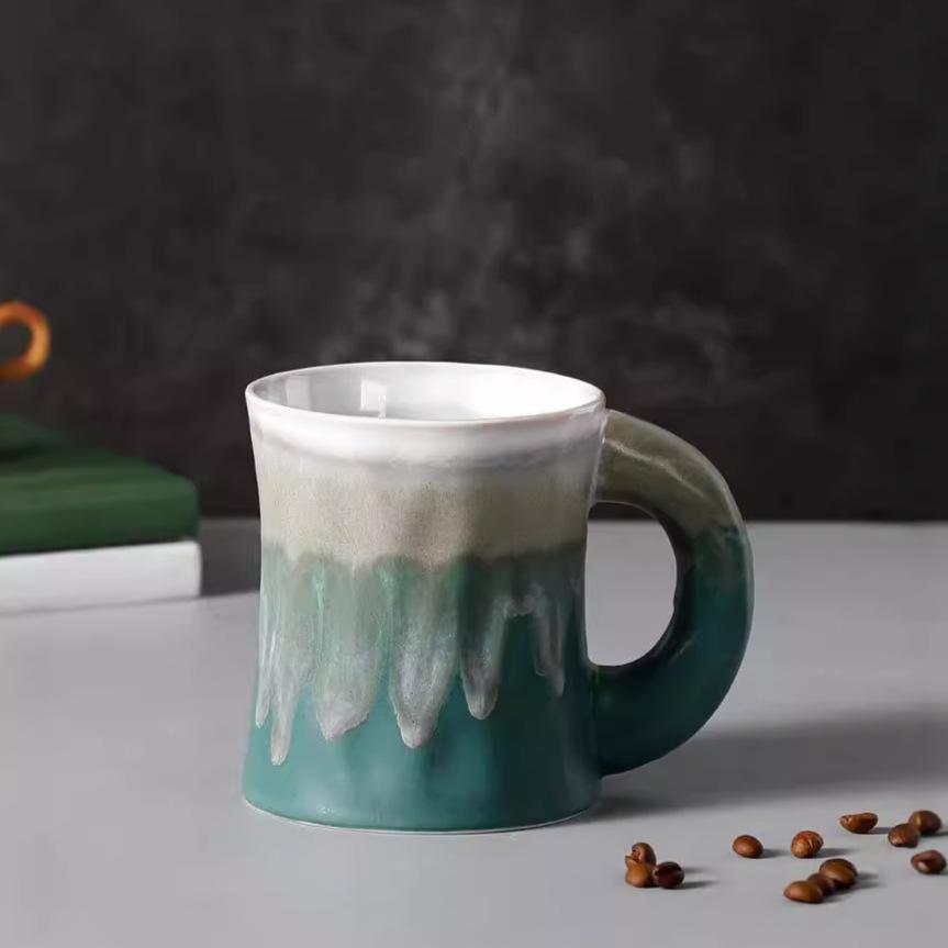 Retro Kiln Change Glaze Art Contrasting Ceramic Cup Household Mug Office Coffee Cup Large Capacity