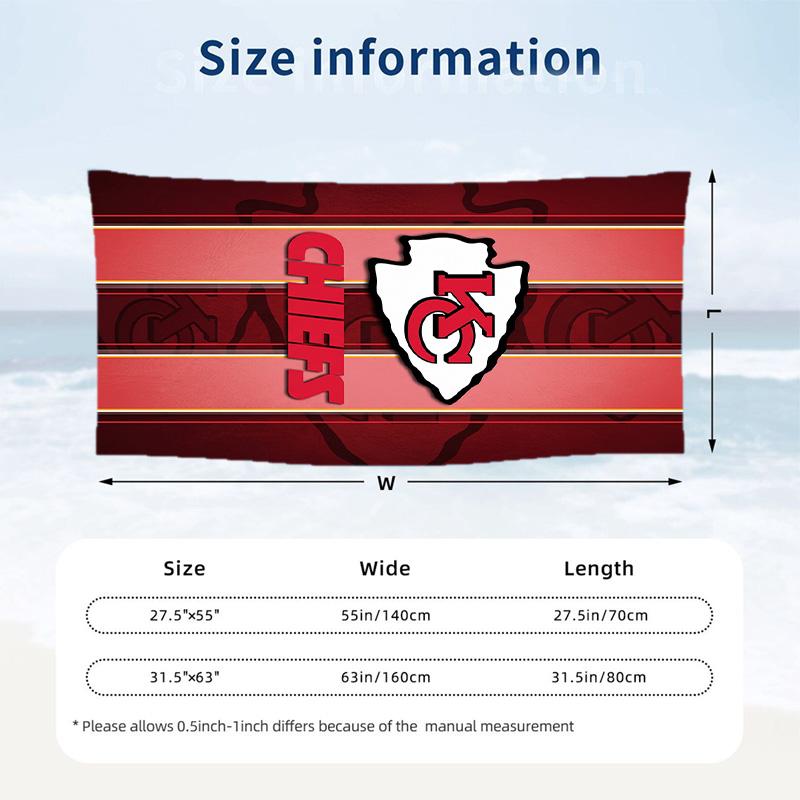 Kansas City Chiefs Fashion Beach Towel Portable Soft Quick Dry Towel For Swimming Camping Holiday Use