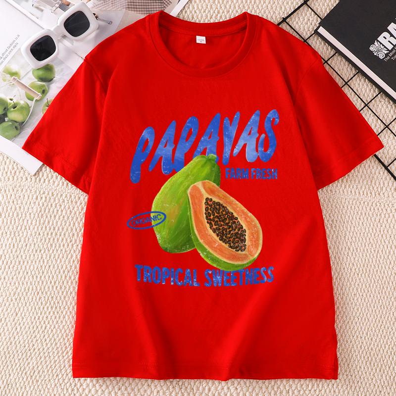 Papaya T Shirt Fruit Summer Graphic Tshirt Causal Round Neck Printed Short Sleeve Tshirt Fashion Clothing
