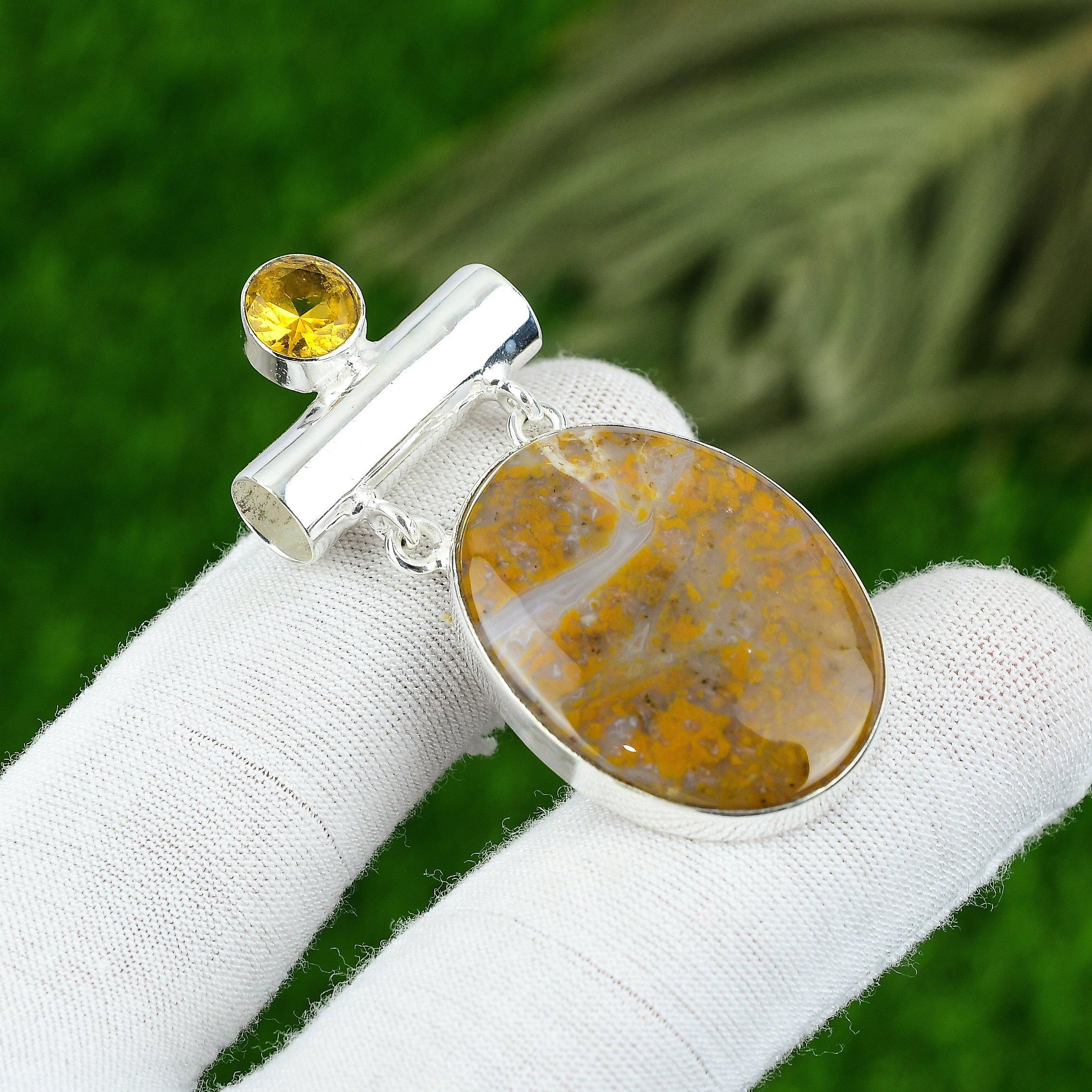 

Gift For Women Jewelry Pendant 925 Sterling Silver Natural Ocean Jasper Gemstone
