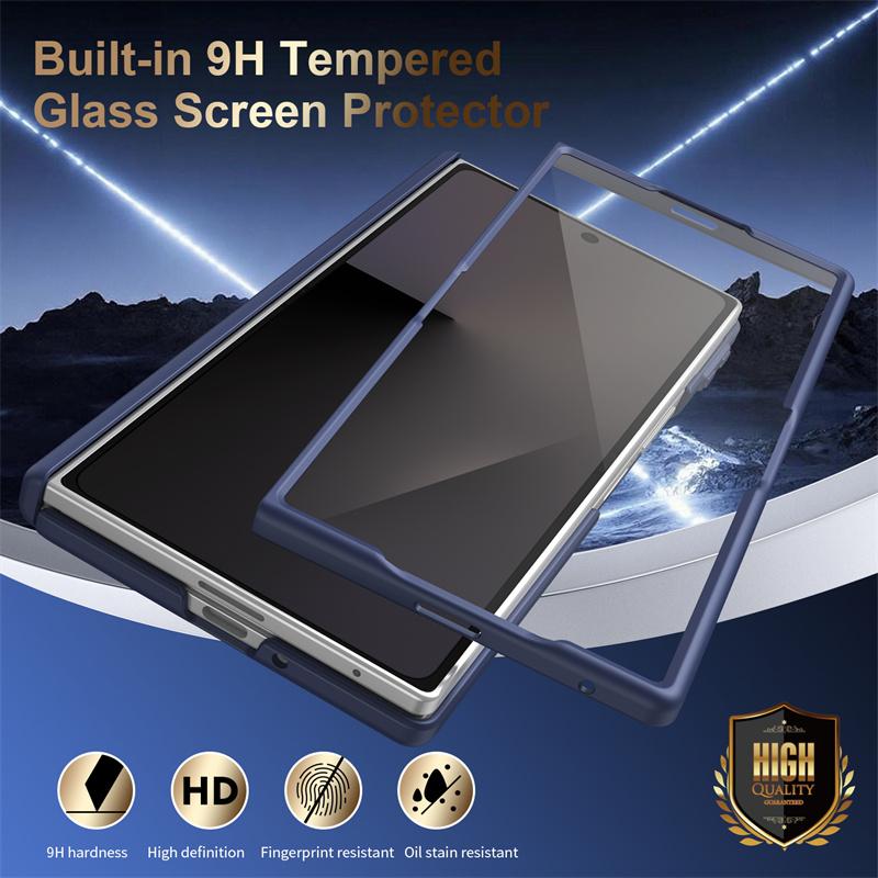 Luxury Smart Plain Leather Phone Case for Samsung Galaxy Z Fold 7 6 5 4 360 Full Protection Hinge Screen Glass Shockproof Cover