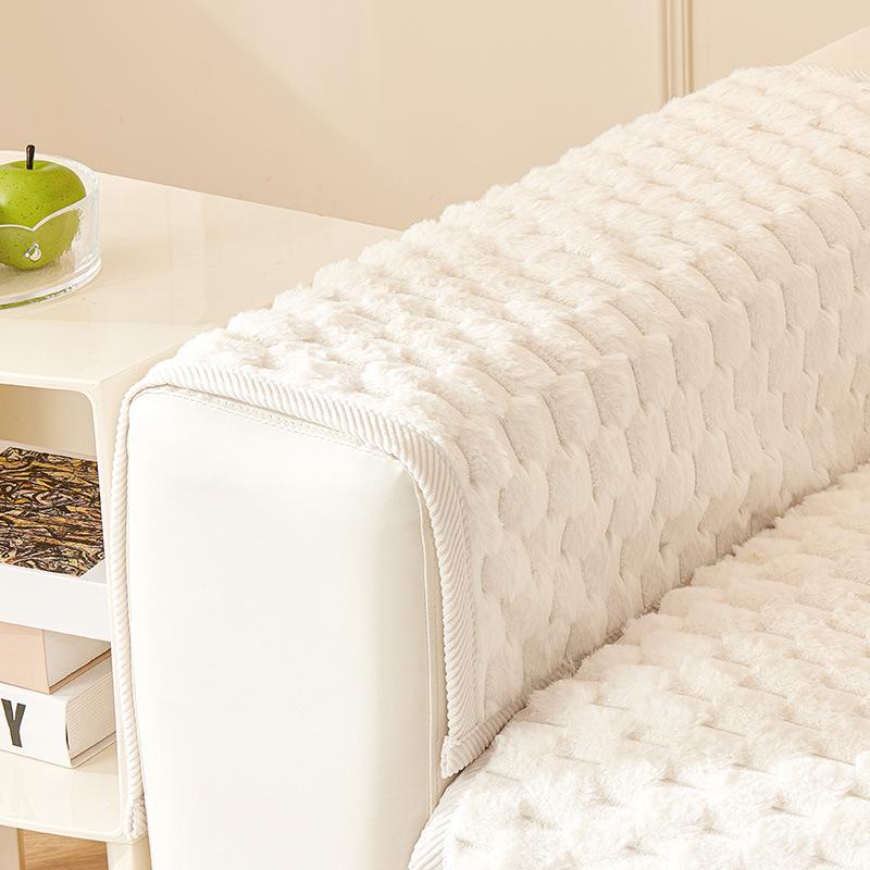 Sofakissen Winter Verdicktes Fleecekissen Rutschfestes Ledersofabezug-Bezugstuch