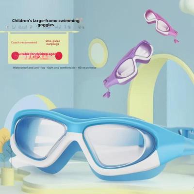Duże Wodoodporne Okulary Pływackie dla Dzieci z Powłoką Anti-Fog ze Zintegrowanymi Stoperami do Uszu dla Chłopców i Dziewcząt