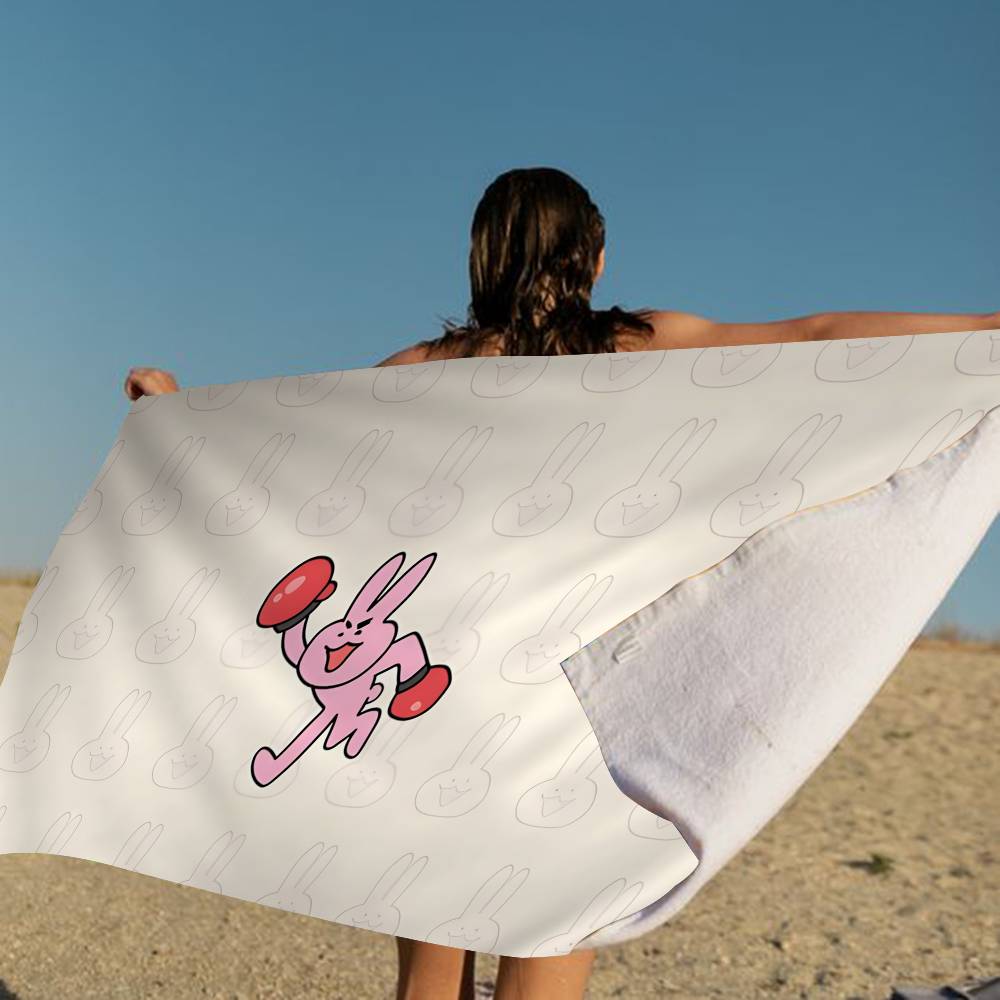 My F-Friend Pink Rabbit Funny Microfiber Blanket Drying Beach Towels Oversized Printing Super Absorbent Pool Towel Blanket
