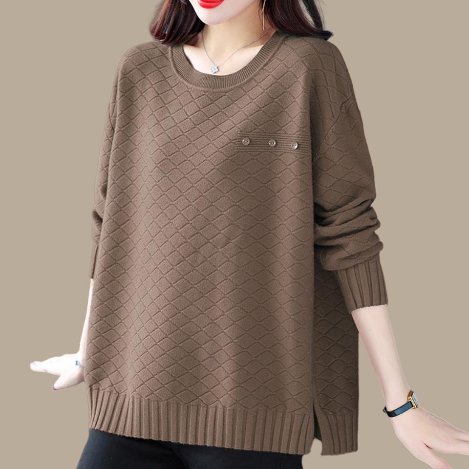 Plus Size Women's Autumn Winter Basic Knitted Bottoming Warm Sweaters Pullovers Long Sleeve Pullover Jumper Tops