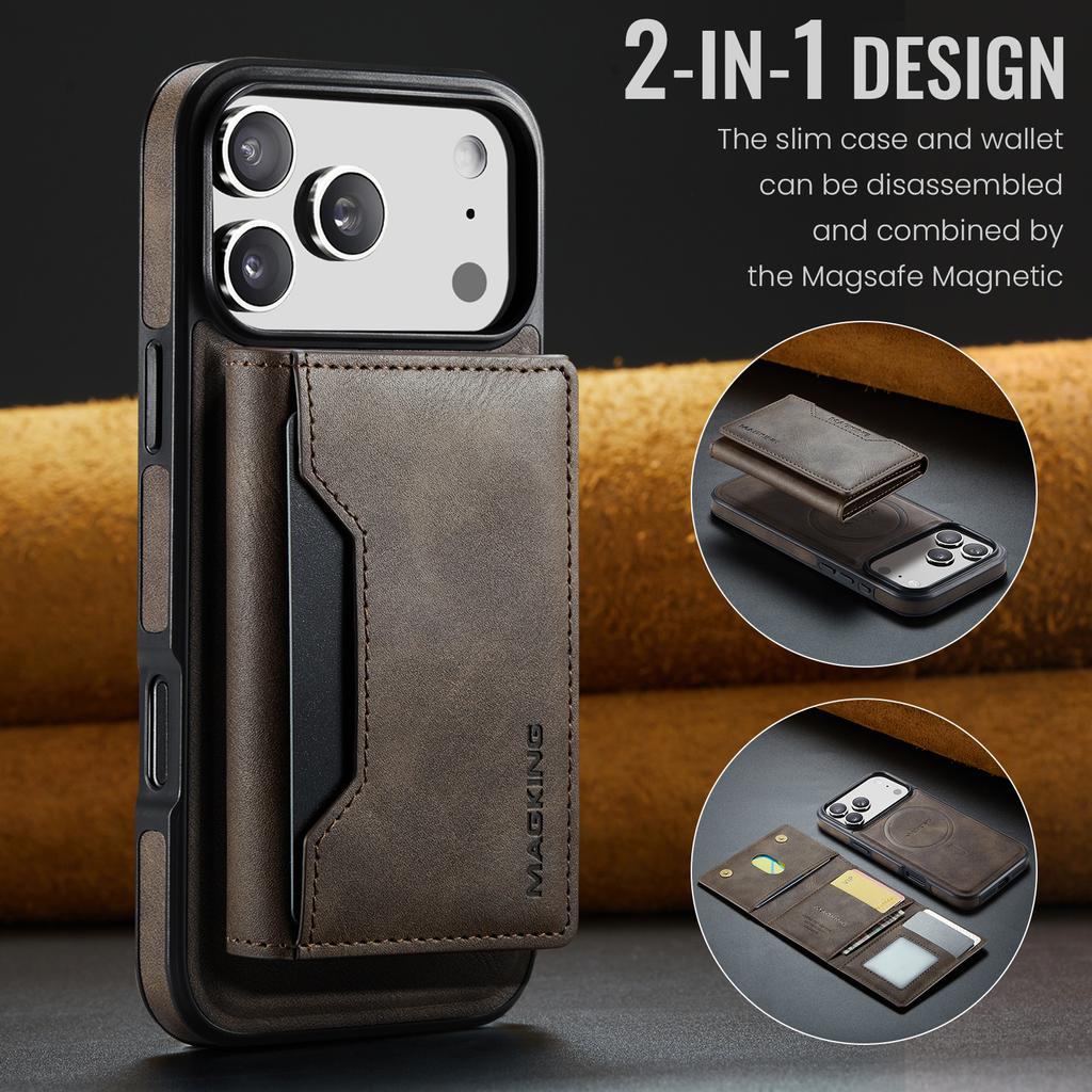 Detachable RFID Leather Phone Case for IPhone 17 Pro Max 16 Plus 15 14 13 12 Magnetic Cards Solt Wallet Wireless Charging Cover