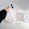 Clear Floral Leaf Chain Strap 3D Wave Case For IPhone 17 16 15 14 13 12 11 Pro Max 17 Pro 17 Air 16e 16 Plus 13 Mini Soft Cover