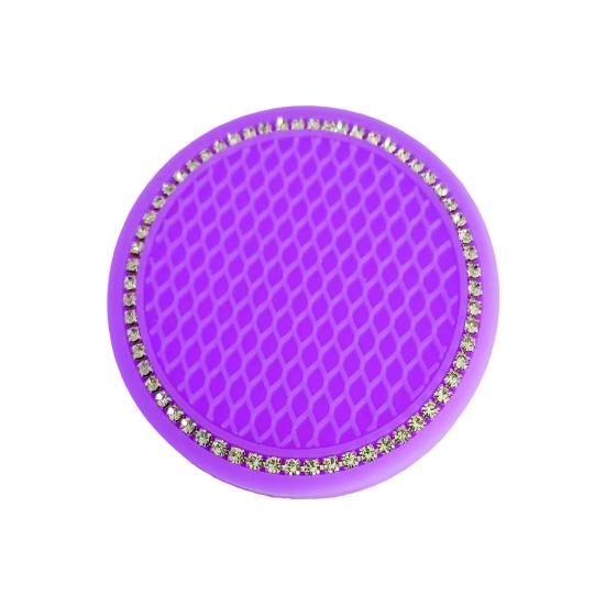 Car Cup Coasters Sparkling Rhinestone Cup Insert Coasters Non-Slip Silicone Drink Holder