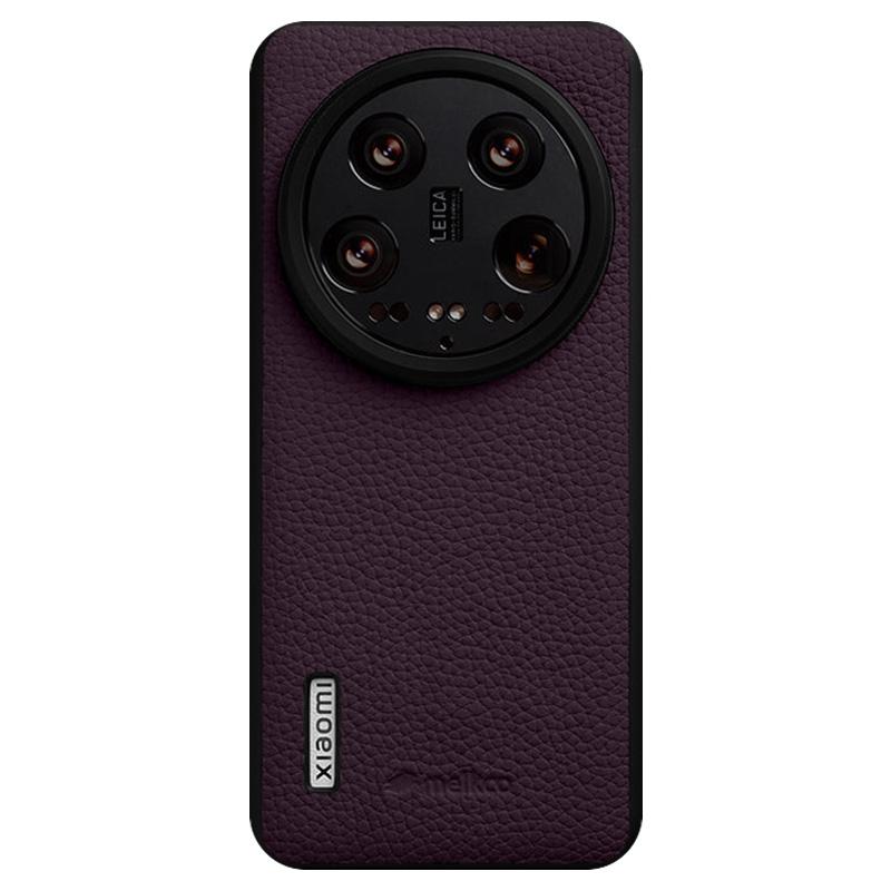 MELKCO Etui na Xiaomi 14 Ultra Pokryte Skórą Naturalną PC Pokrowiec na Telefon