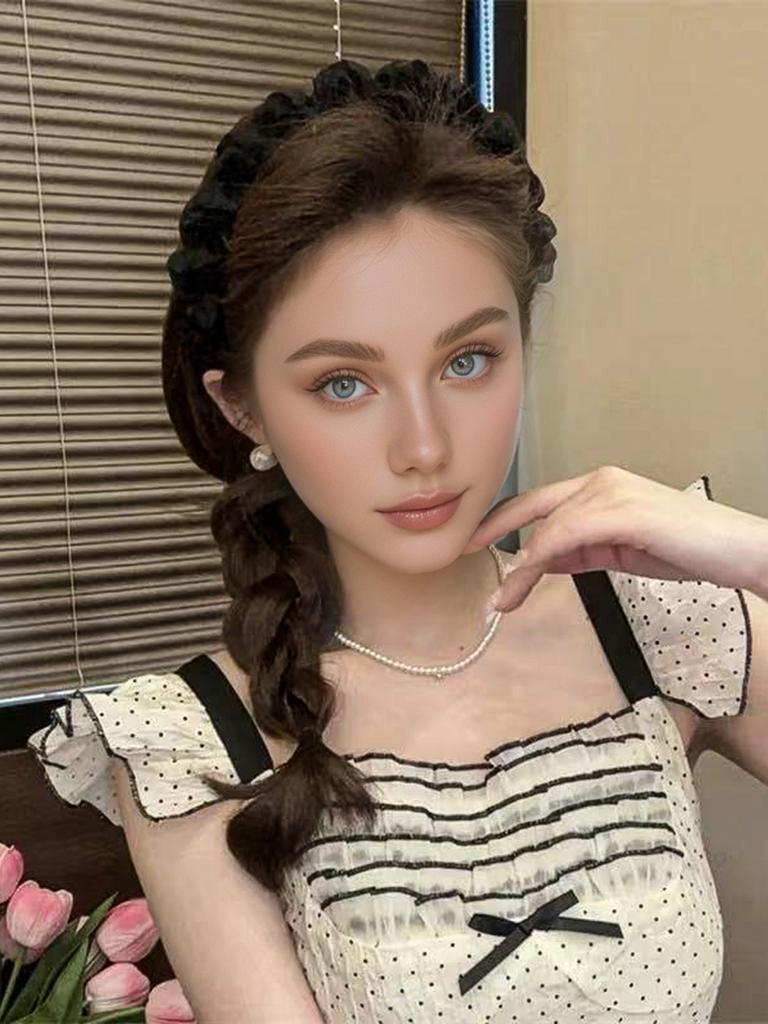 Neues Trendiges Einfarbiges Netz Falten Anti-Rutsch Spitze Elegantes Haarband Flauschiger Tüll Make-Up Haar Accessoires Professionelles Salon