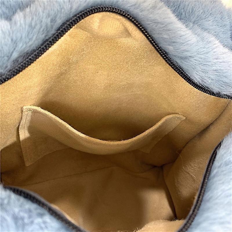 Women Plush Bucket Handbag Lightweight Faux Fur Fluffy Tote Bag