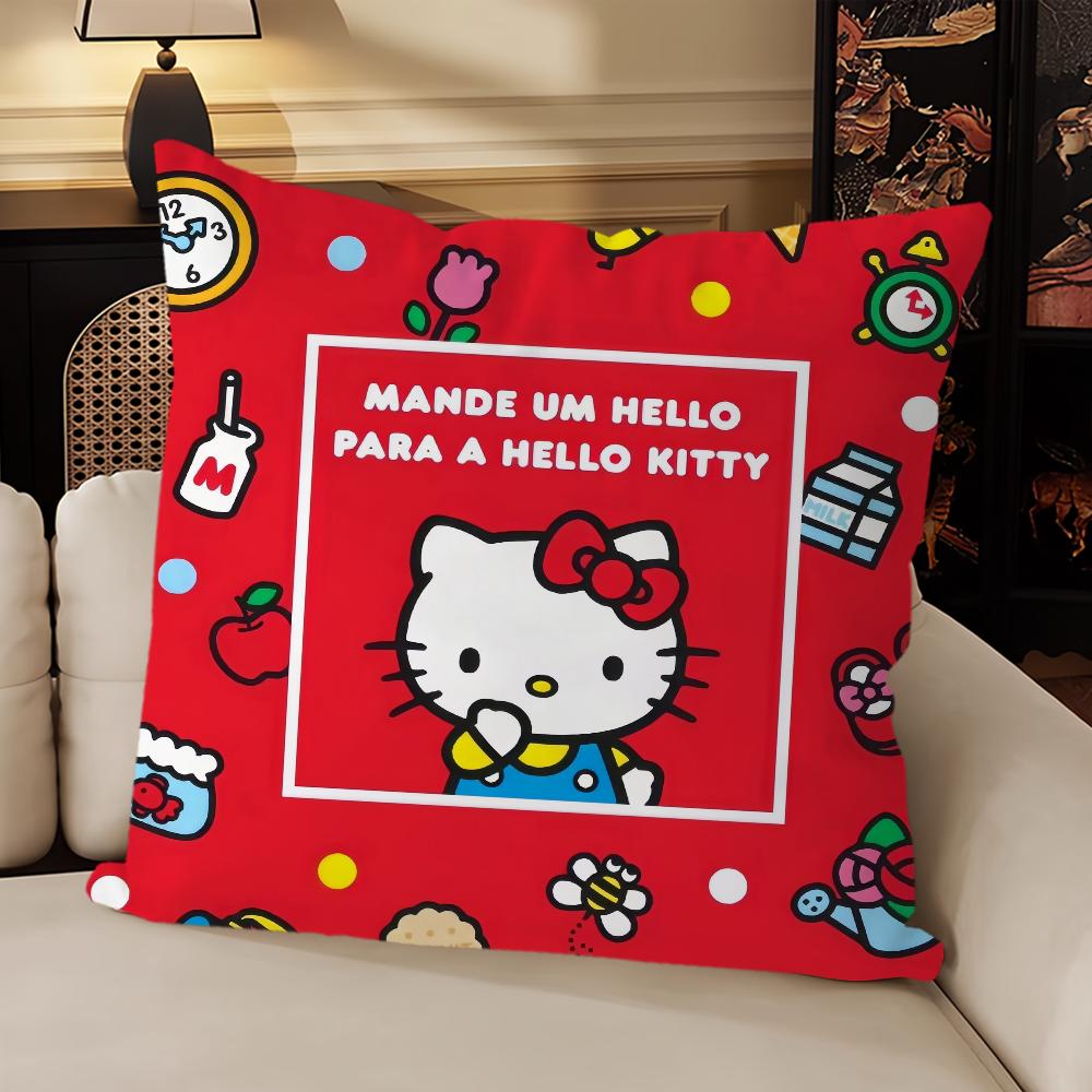 H-Hello K-Kittys Cute Pillow Case Sofa Living Room Bedroom Headboard Backrest Cushion Square Cushion Nap Time