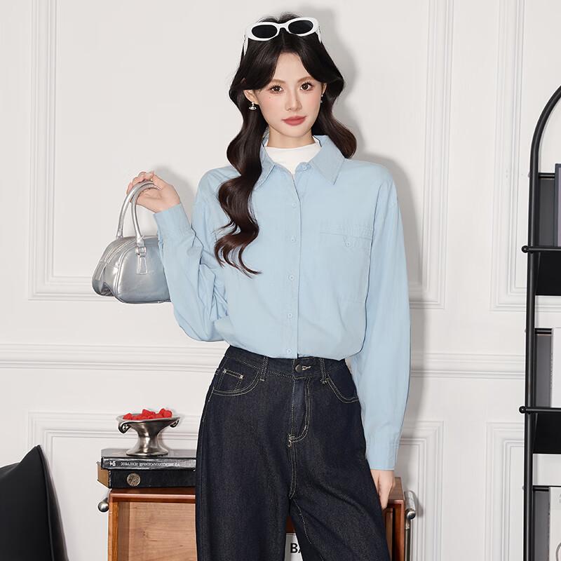 Teluoman Women s Pure Cotton Loose Long Sleeve Blouse One Size