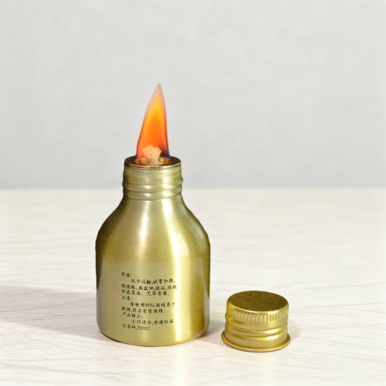 Yousheng 50ML Aluminum Alloy Liquid Burner Lamp with Cotton Wick Metal Cap Heavy Duty Portable Leakproof Lab Equipment Mini Burnable Liquid Heating