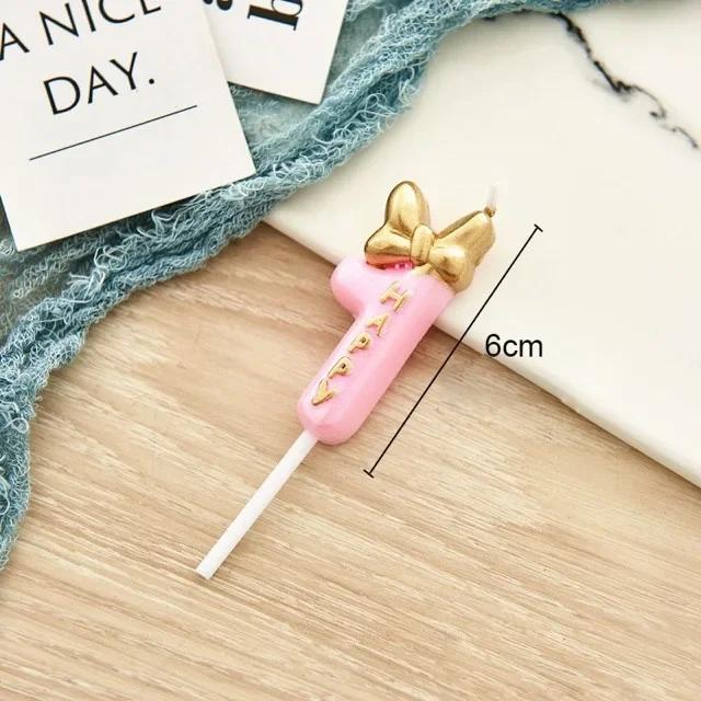 

Милый бант на день рождения, свеча с цифрой принцесса принц 0-9, свечи с цифрами, украшение для торта, цифровая свеча, свечи для кексов