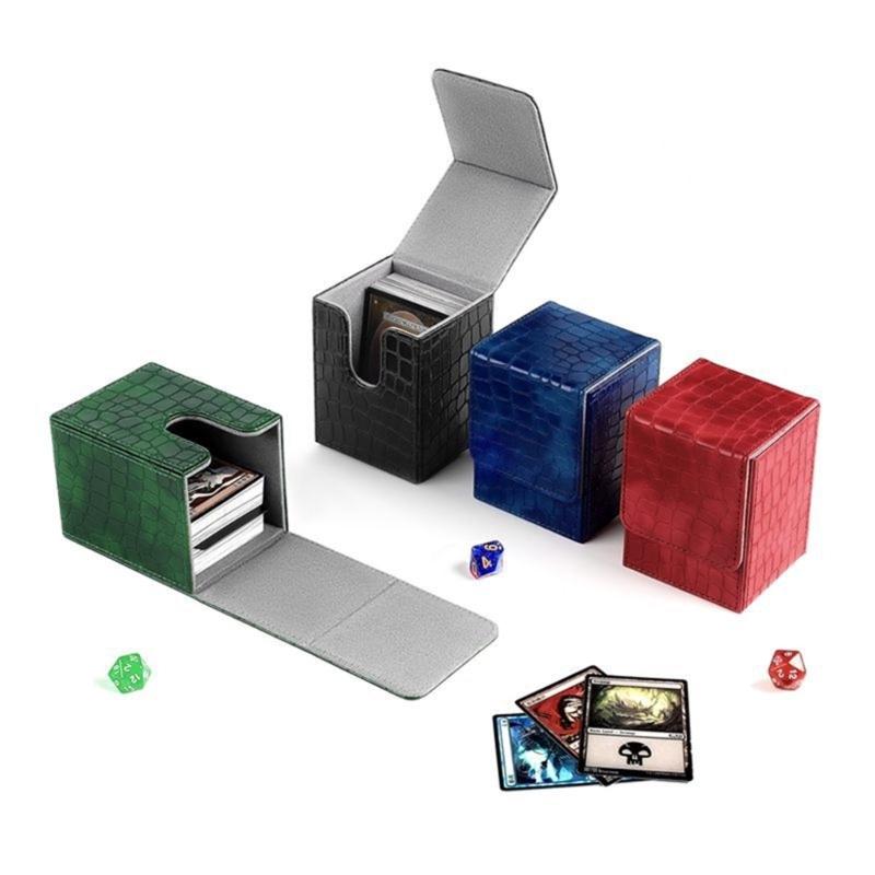 Magnetic Playing Cards Deck Card Storage Box for Game Cards Storage PU Leather Deck Card Box Card Deck Case Cards Box