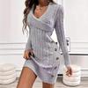 Elegant European Plus Size Long Sleeve Knit Sweater for Women