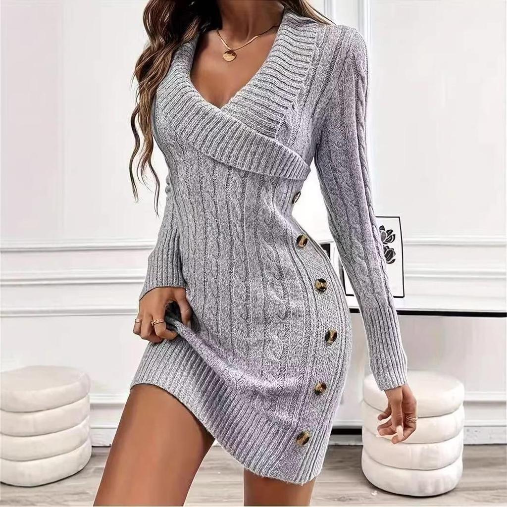 Elegant European Plus Size Long Sleeve Knit Sweater for Women