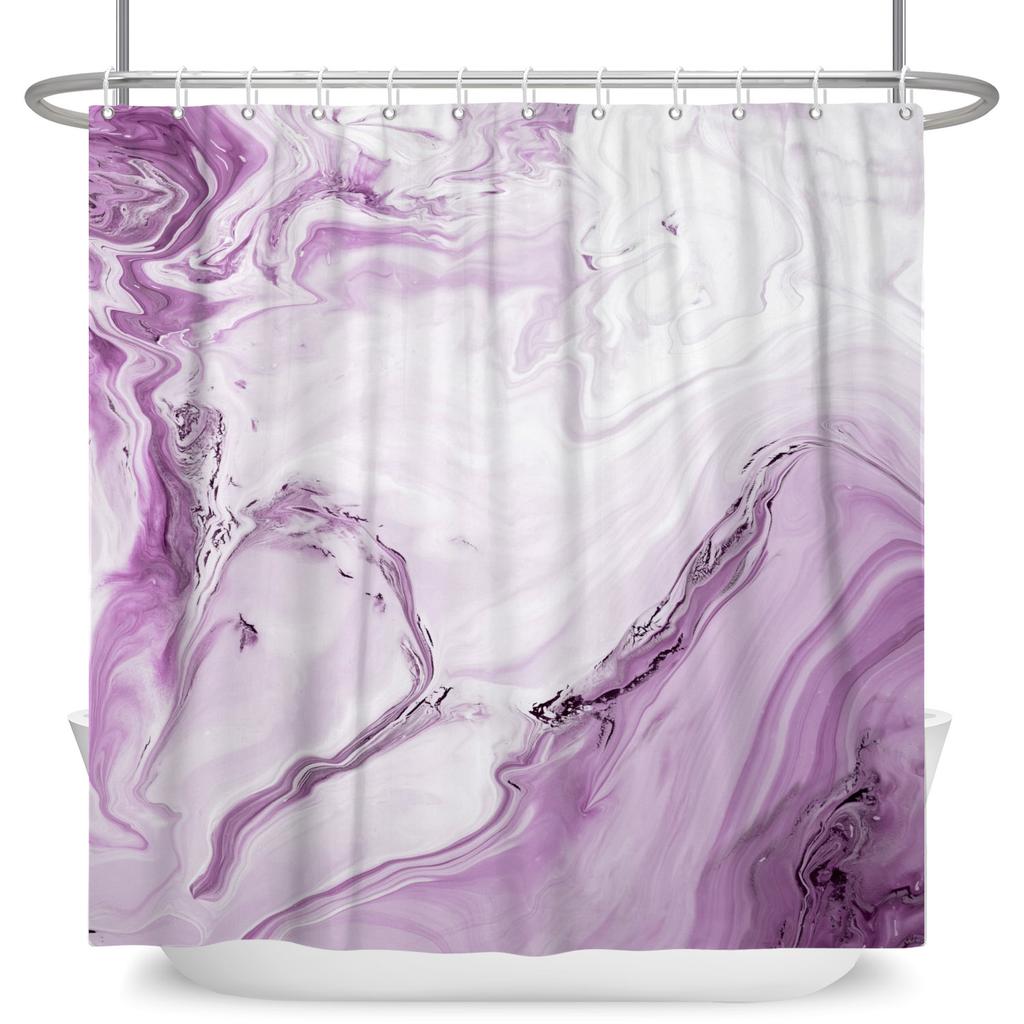 Gradient Marble Texture Shower Curtain Waterproof Bath Curtains For Bathroom Decor Multiple Color Options Polyester With Hooks