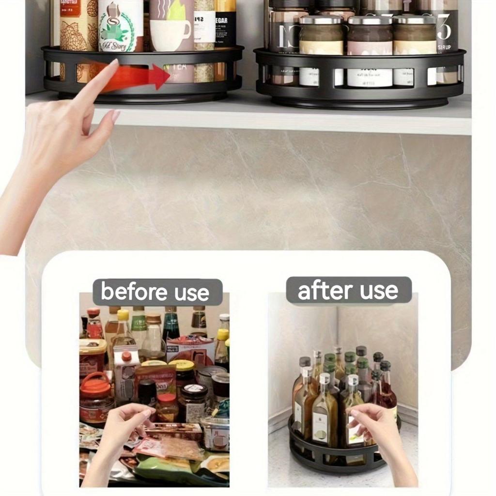 360 Degree Rotating Kitchen Spice Rack Storage Organizer Oil Salt Sauce Vinegar Bottle Holder