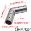 2-Way Pipe Fitting Elbow Marine 110/120/140 Degree Boat Hand Rail Fitting Elbow Pipe Connector 22/25mm with L Shape Hex Key