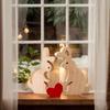 Bunny Figurine Home Decor Hold Heart Table Centerpiece Wooden Rabbit Home Decoration Rustic Home Decoration Farmhouse Table Sign