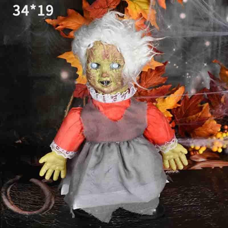 Halloween decoration walking doll, voice-activated luminous bar haunted house scene arrangement ghost doll