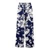 Women Summer Boho Palazzo Pants High Waist Wide Leg Rinting Casual Trousers With Pockets