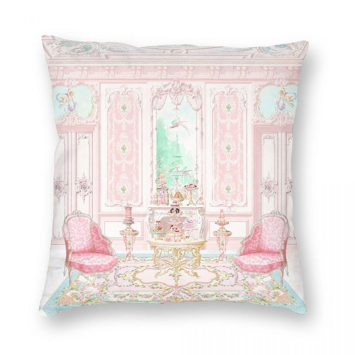 

Marie Antoinette Afternoon Tea In Paris Square Pillowcase Polyester Linen Velvet Pattern Zip Decorative Bed Cushion Cover 12x12Inch