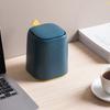 Desktop-Mülleimer, Presstyp, Mini-Mülleimer mit Abdeckung für Büro-Schminktisch, Dunkelblau