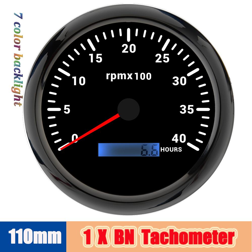0~4000rpm Meter Car Tachometer Outboard Motor Tacho Gauge with M16/M18 Tach Sensor 1/8NPT 7 Colors Back LED Digital Speedometer
