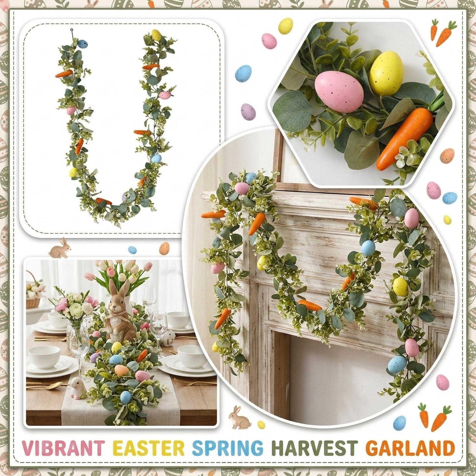 

180cm Easter Imitation Item, Artificial , Carrots And Egg Vine. Spring Flower Decoration Set, Suitable For Home, Kitchen, Fireplace, Indoor Or Outdoor One Size
