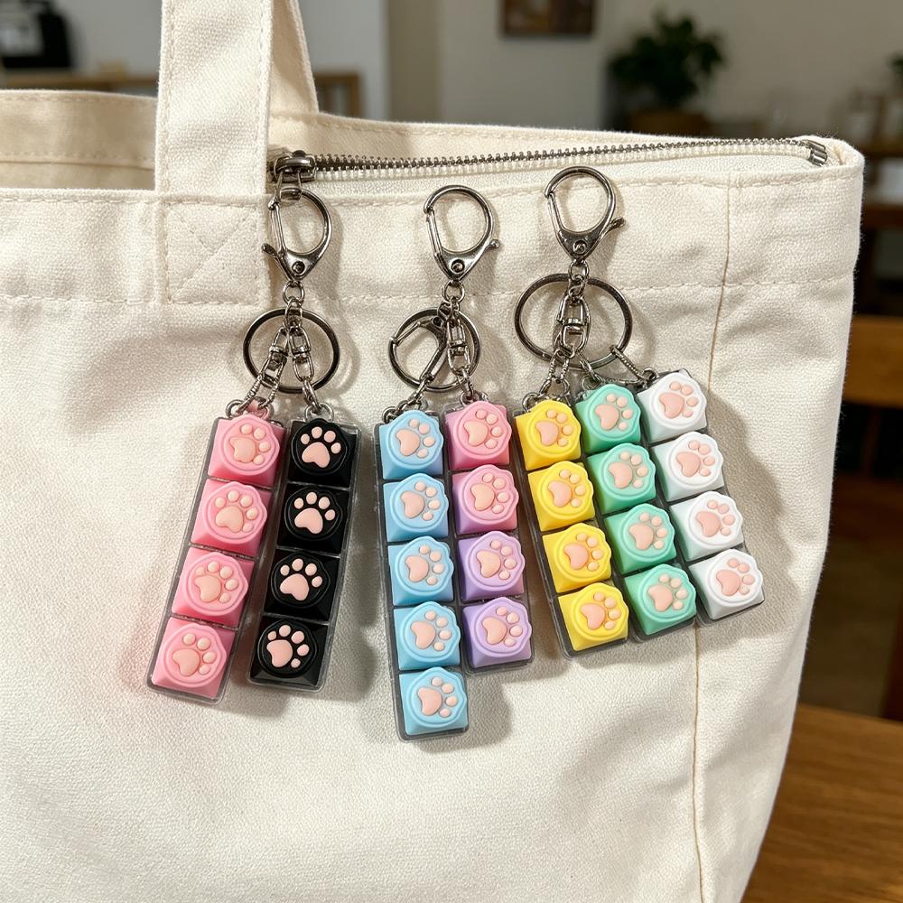Tragbar Silikon Katzenpfote Clicker Schlüsselanhänger LED-Licht Leuchtend Fidget Spielzeug Tastaturstil Taste Stress Angst Linderung Geschenk