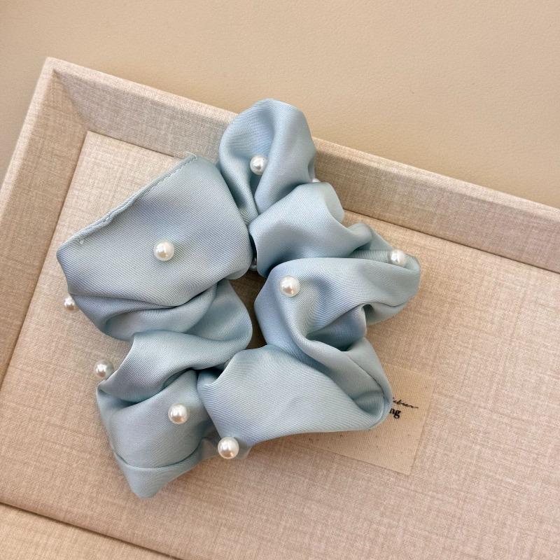 Sweet and Soft Pearl Large Intestine Hair Band for Women Japanese-style Satin  Versatile High Ponytail Headwear  Hair Accessory  Hair Tie Hair Tie