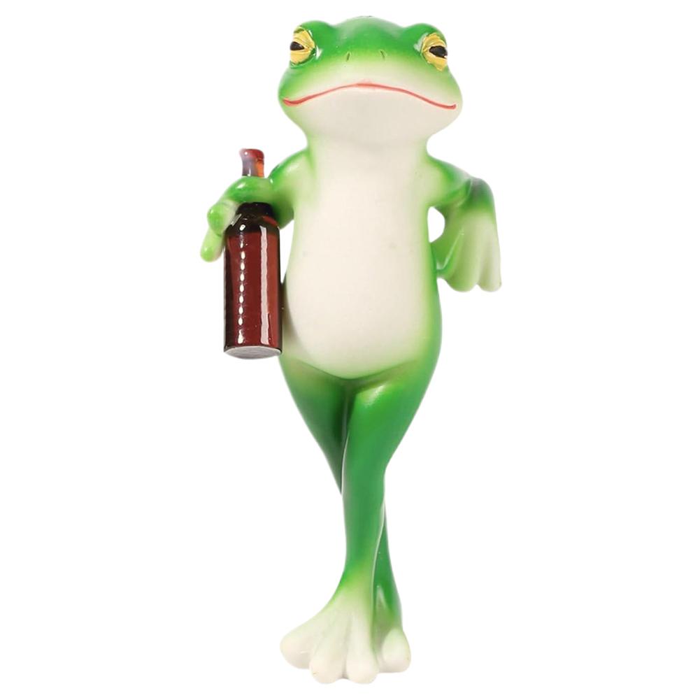Funny Drinking Frog Statue Flower Pot Hugger Resin Hanging Frog Figurine Miniature Frog Figurine for Flower Yard Lawn Ornament