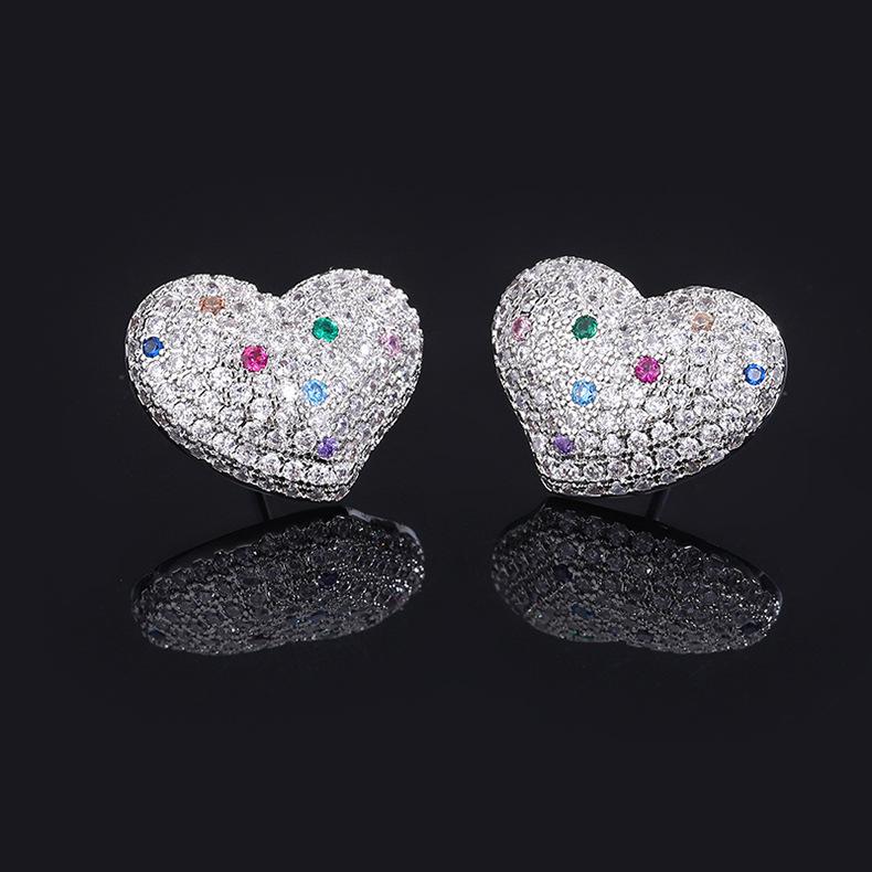 Huamei Jewelry Light Luxury Color Love Necklace Clavicle Chain Cross Border Heart Inlaid Treasure Earrings