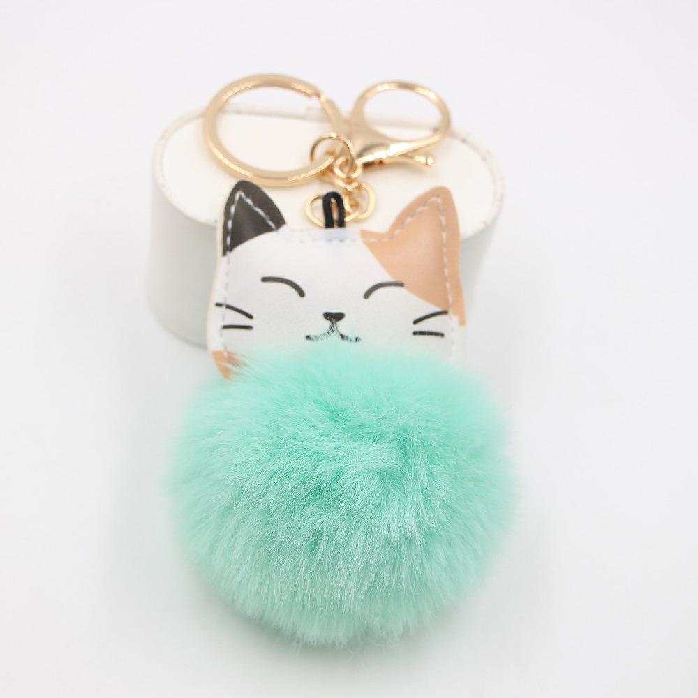 Lucky Cat Plush Pompon Keychain Pendant for Backpacks & Wallets