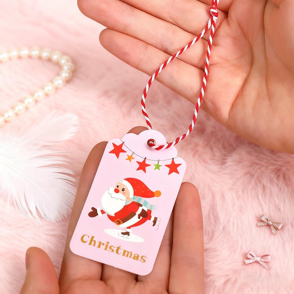 50Pcs Paper Card Christmas Decoration Hanging Christmas Tree Pendant Ornament Santa Claus Xmas for Home Decor DIY Party Supplies