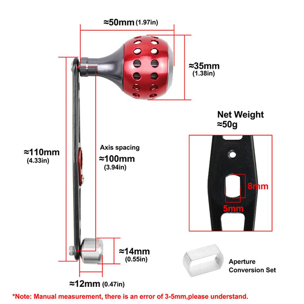 Baitcasting Power Handle Aluminum Alloy Rocker Arm for Bait Caster Round Fishing Reel Handle Knob Replacement Parts