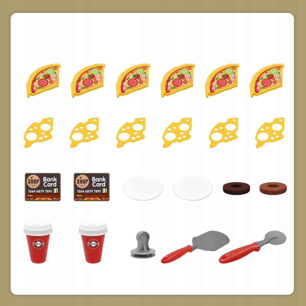 [PACZB] Interactive Pizzeria Coffee Machine Cash Register + Accessories Z3145