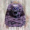 Women's Halloween Print Knit Sweater Long Sleeve Round Neck Casual Pullover