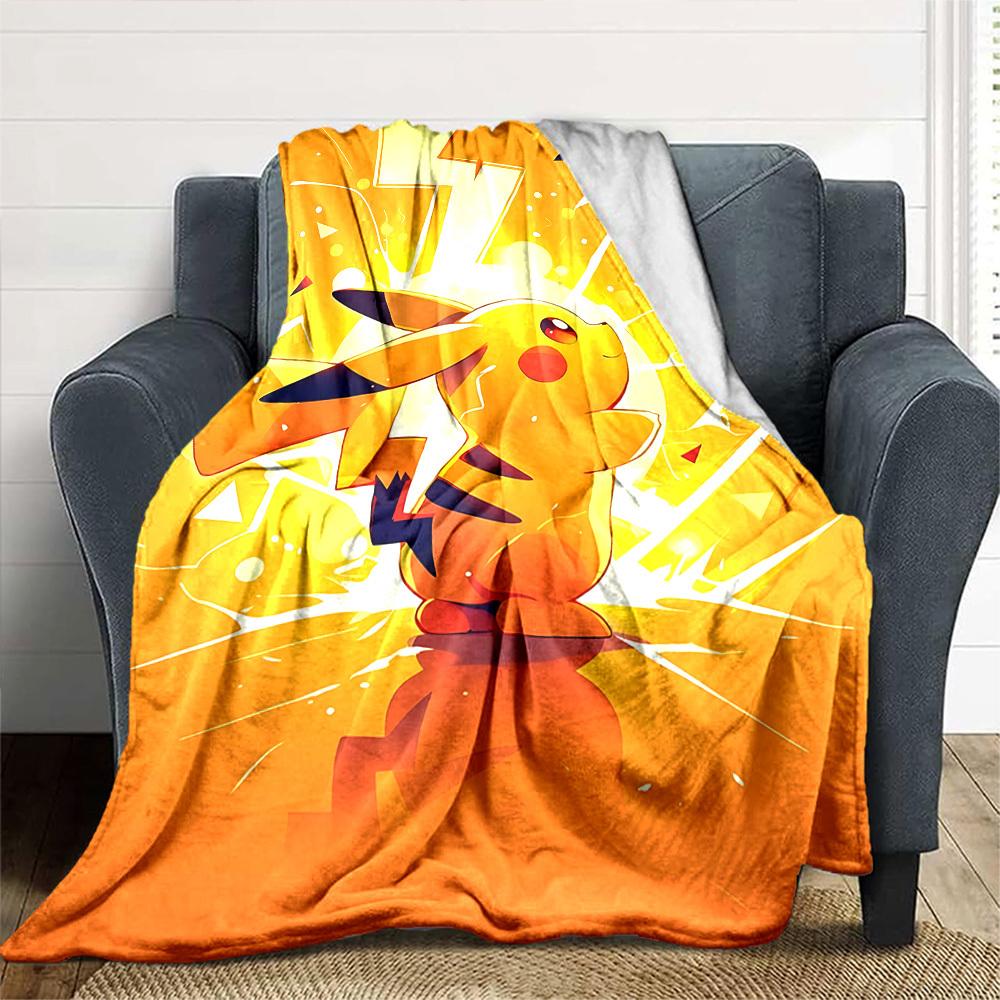 1pc Pikachu Electric blanket Lightweight Flannel Throw for Sofa Bed Travel Camping Livingroom Office Couch Chair