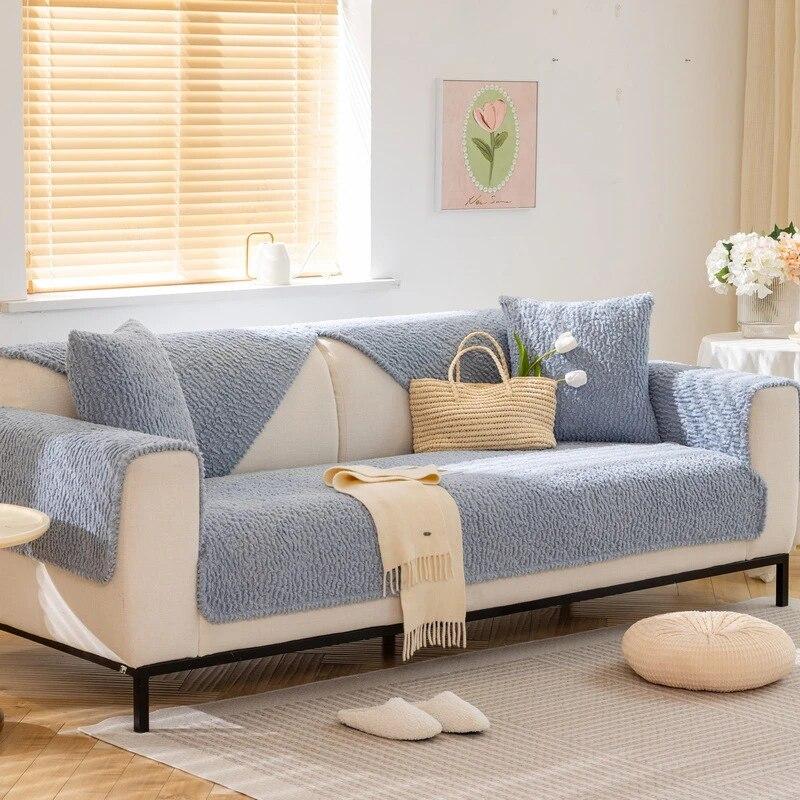 

Зимний противоскользящий коврик для дивана, толстый плюшевый декор для гостиной, диванные подушки, современный минимализм, мебель, пылезащитный чехол, ткань 70x70cm 1pcs